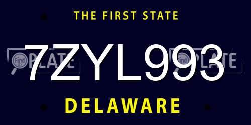 7ZYL993 Delaware License Plate