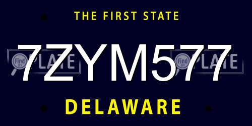 7ZYM577 Delaware License Plate