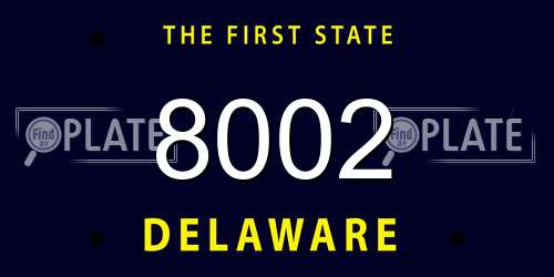 8002 Delaware License Plate