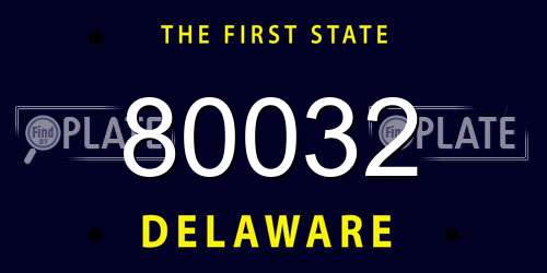 80032 Delaware License Plate