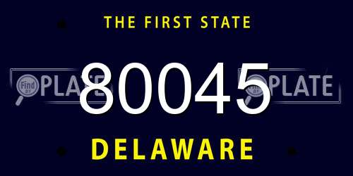 80045 Delaware License Plate