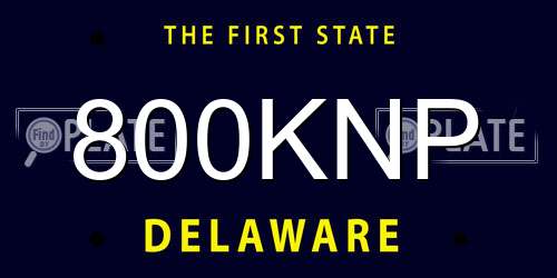 800KNP Delaware License Plate
