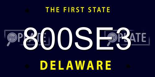 800SE3 Delaware License Plate