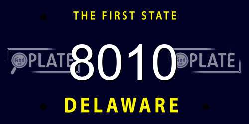 8010 Delaware License Plate