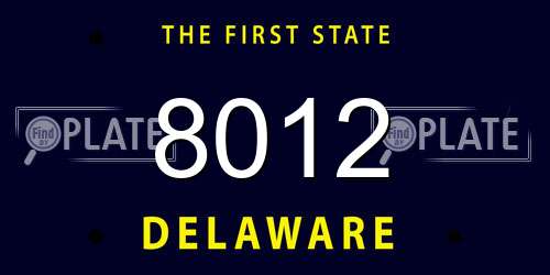 8012 Delaware License Plate