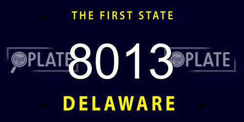 8013 Delaware License Plate