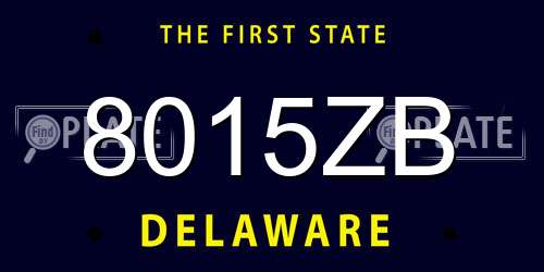 8015ZB Delaware License Plate