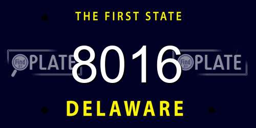 8016 Delaware License Plate