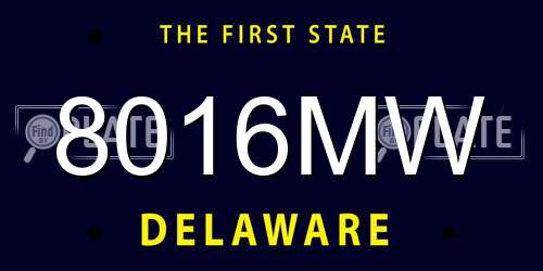 8016MW Delaware License Plate