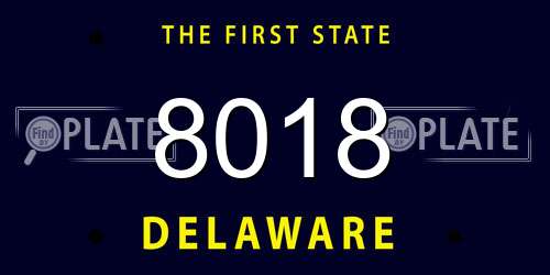 8018 Delaware License Plate