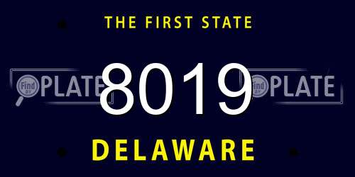 8019 Delaware License Plate
