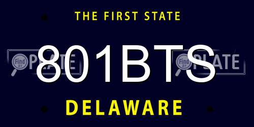 801BTS Delaware License Plate