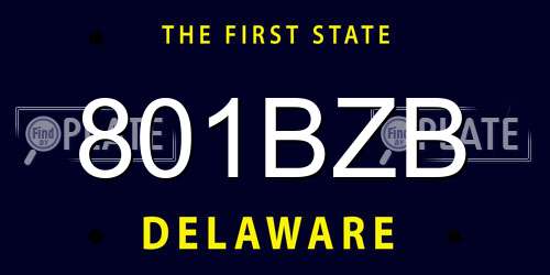 801BZB Delaware License Plate