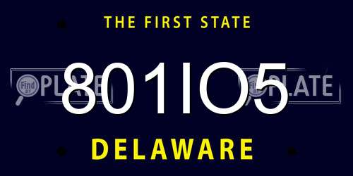 801IO5 Delaware License Plate