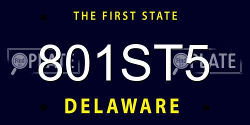 801ST5 Delaware License Plate