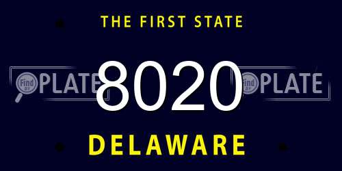 8020 Delaware License Plate