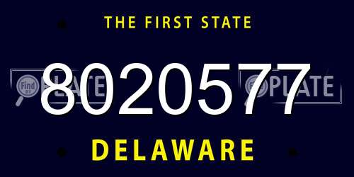 8020577 Delaware License Plate