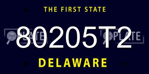 80205T2 Delaware License Plate