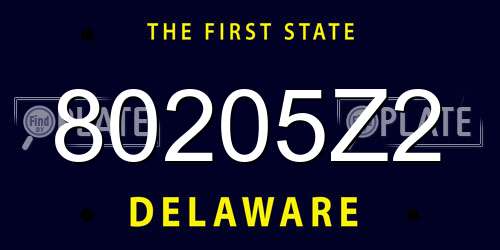 80205Z2 Delaware License Plate