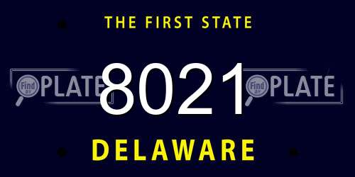 8021 Delaware License Plate