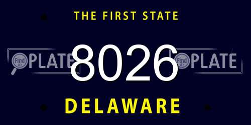 8026 Delaware License Plate