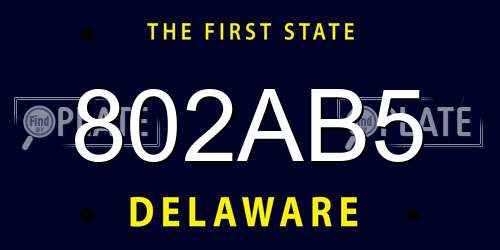 802AB5 Delaware License Plate
