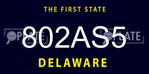 802AS5 Delaware License Plate