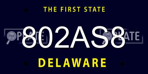 802AS8 Delaware License Plate