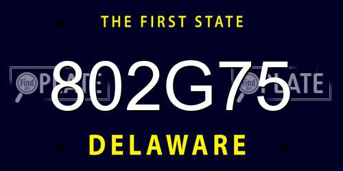 802G75 Delaware License Plate