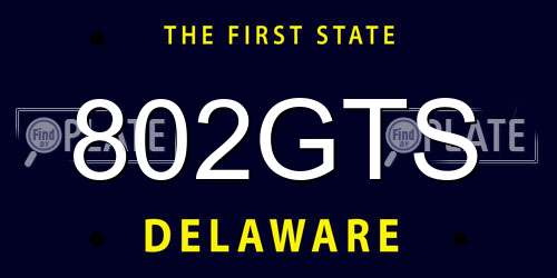802GTS Delaware License Plate