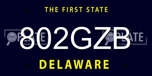 802GZB Delaware License Plate