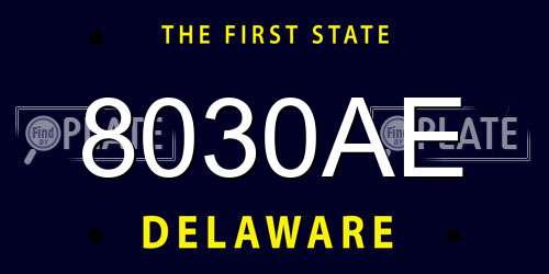 8030AE Delaware License Plate