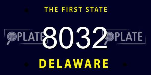 8032 Delaware License Plate