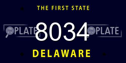 8034 Delaware License Plate