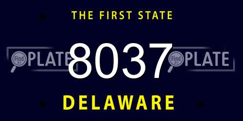 8037 Delaware License Plate