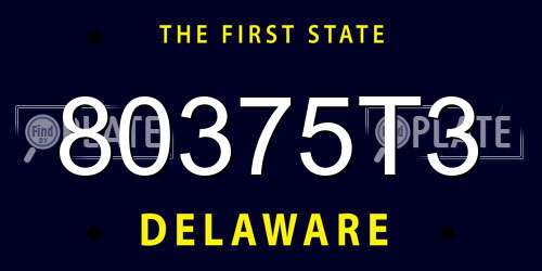 80375T3 Delaware License Plate