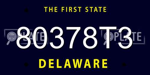 80378T3 Delaware License Plate