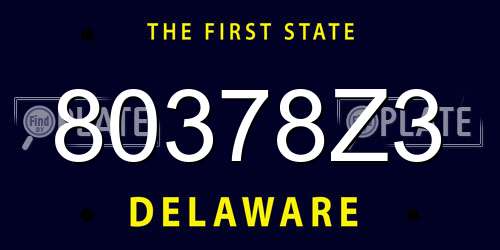 80378Z3 Delaware License Plate