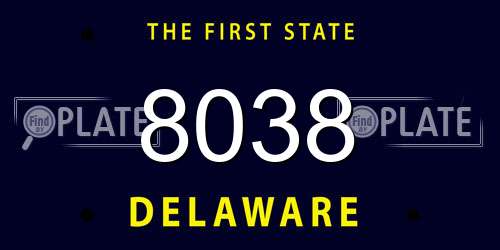 8038 Delaware License Plate
