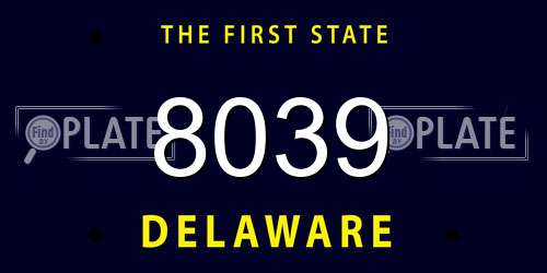 8039 Delaware License Plate