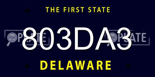 803DA3 Delaware License Plate