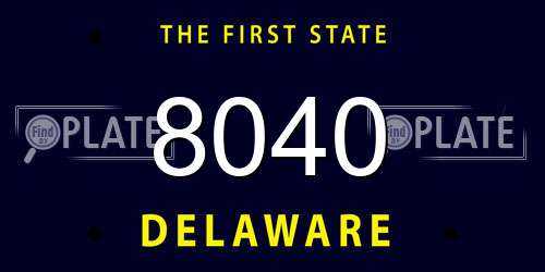 8040 Delaware License Plate