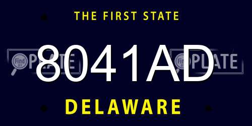 8041AD Delaware License Plate