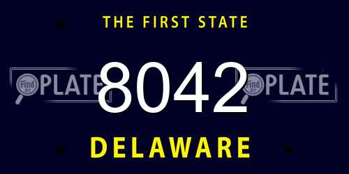 8042 Delaware License Plate