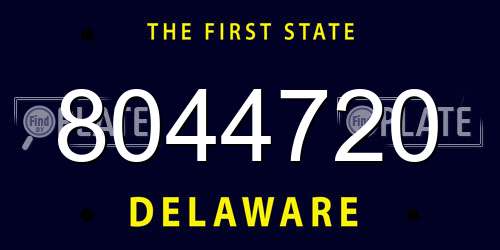 8044720 Delaware License Plate