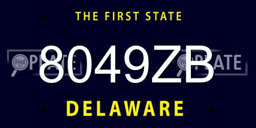 8049ZB Delaware License Plate