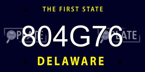 804G76 Delaware License Plate