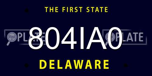 804IA0 Delaware License Plate