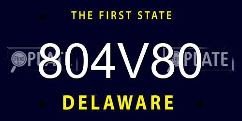 804V80 Delaware License Plate