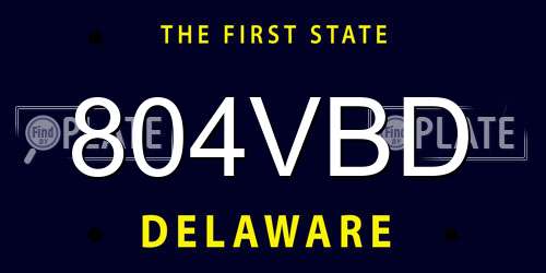 804VBD Delaware License Plate